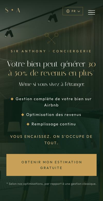 Aperçu du site SIR ANTHONY Conciergerie